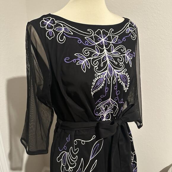 EShakti Whimsigoth Floral Embroidered Lace Dress Sz 20 2XL Dark Romance Sheer - Picture 11 of 13